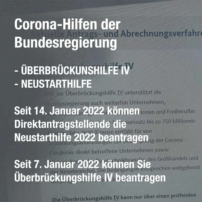 Neustarthilfe und Überbrückungshilfe IV beantragen!