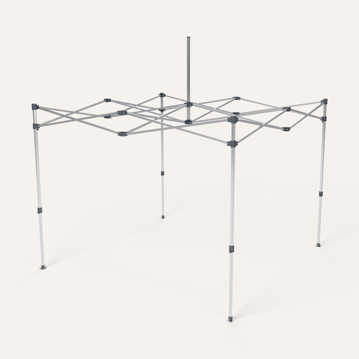 3D-Ansicht Hex45 Gestell 3 × 3 m aufgebaut ohne Dach, Scherengestell aus Aluminium