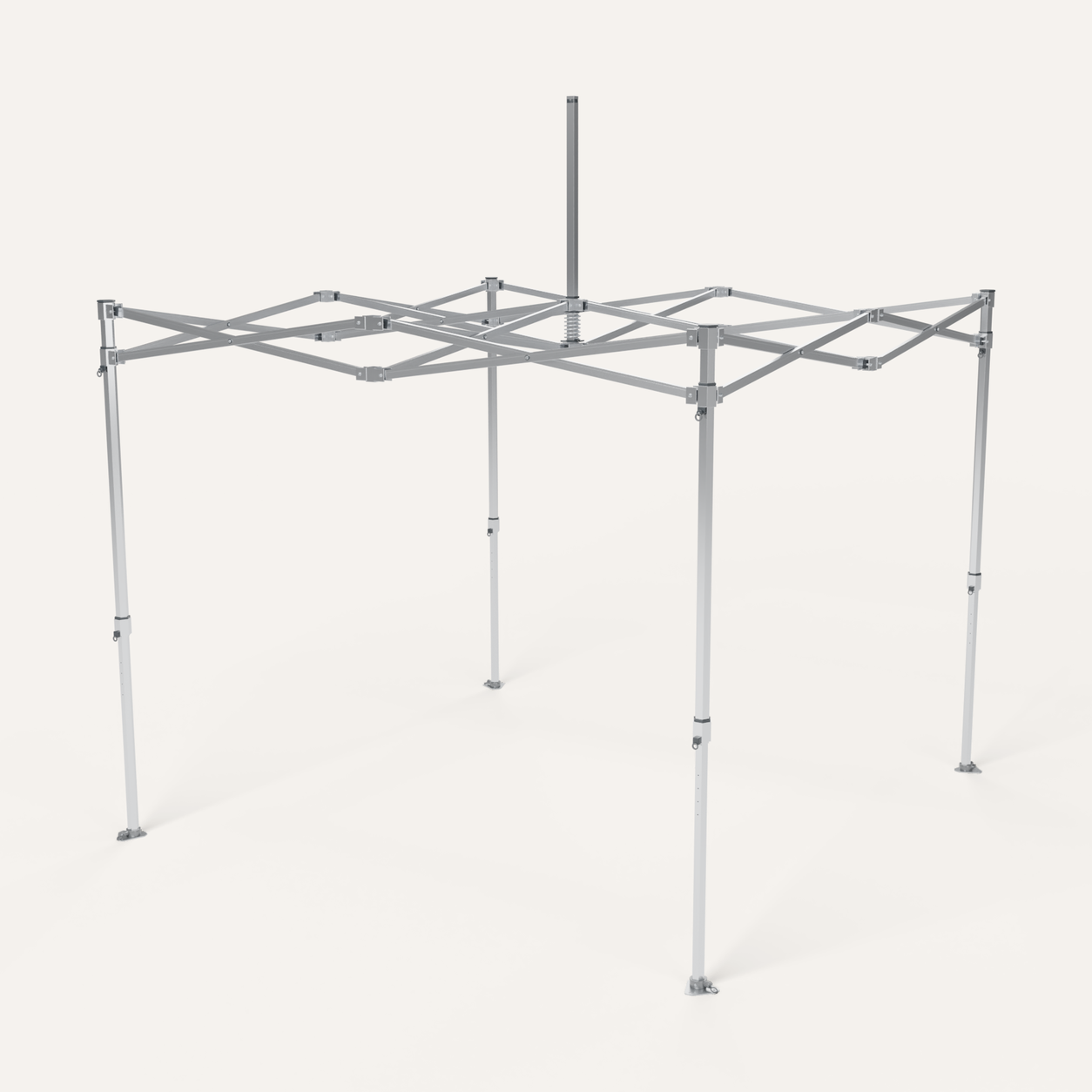 3D-Ansicht Premium Hex57 Gestell 3 × 3 m aufgebaut ohne Dach, Scherengestell aus Aluminium