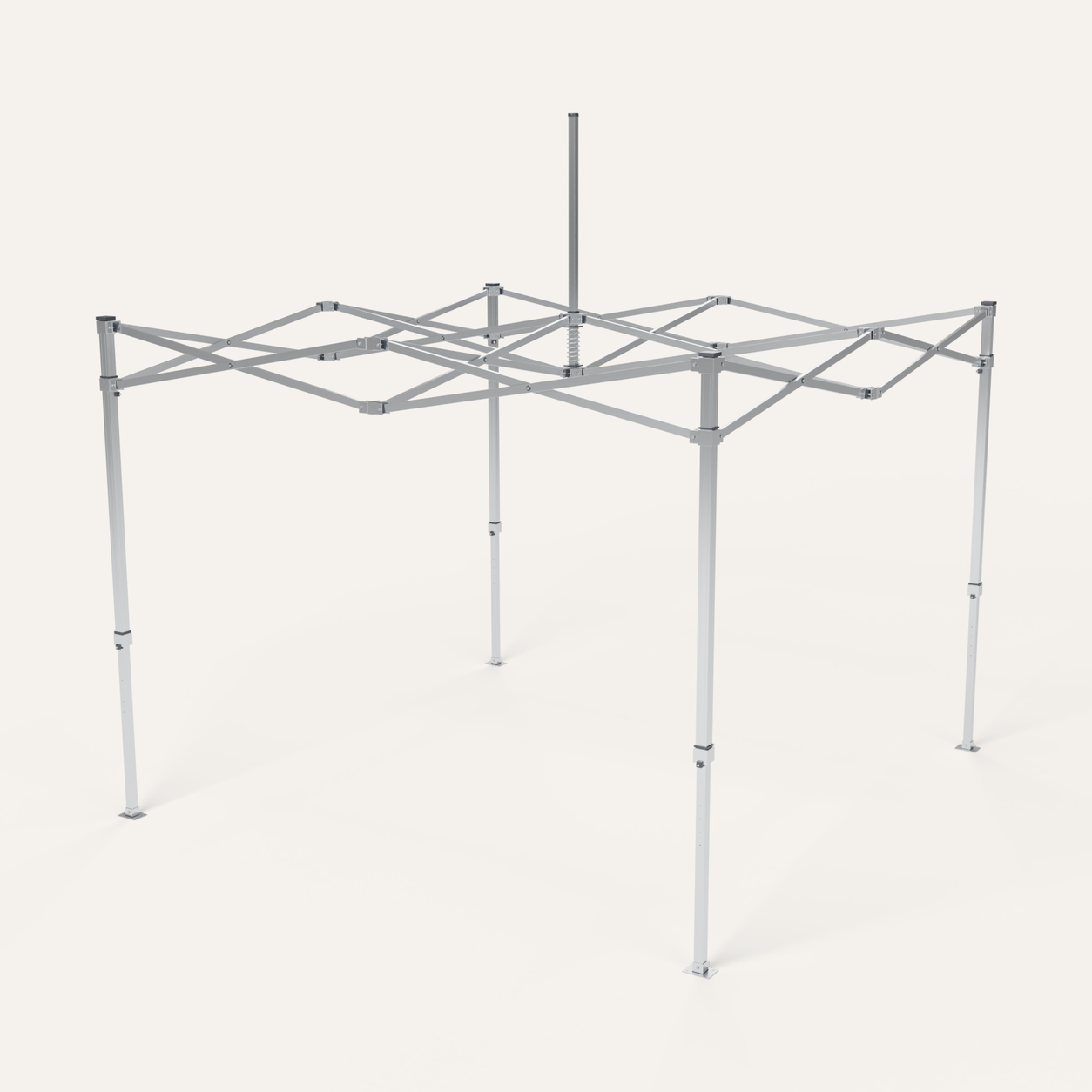 3D-Ansicht Modular Gestell 3 × 3 m aufgebaut ohne Dach, Scherengestell aus Aluminium
