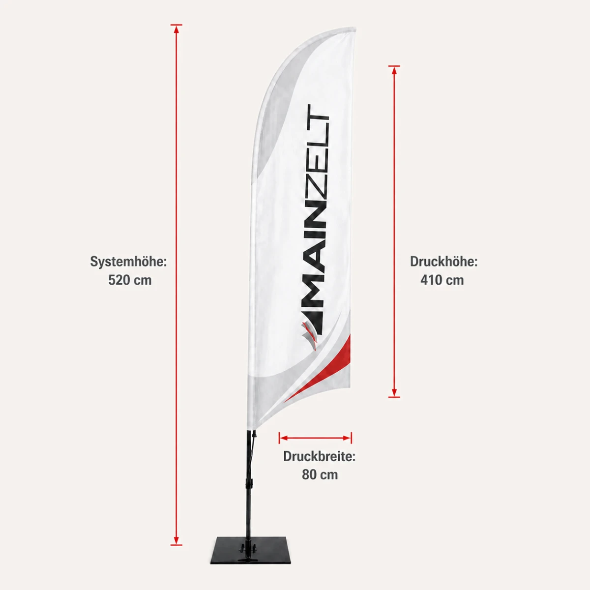 Beachflag Konkave 520 inkl. Glasfaser Mast