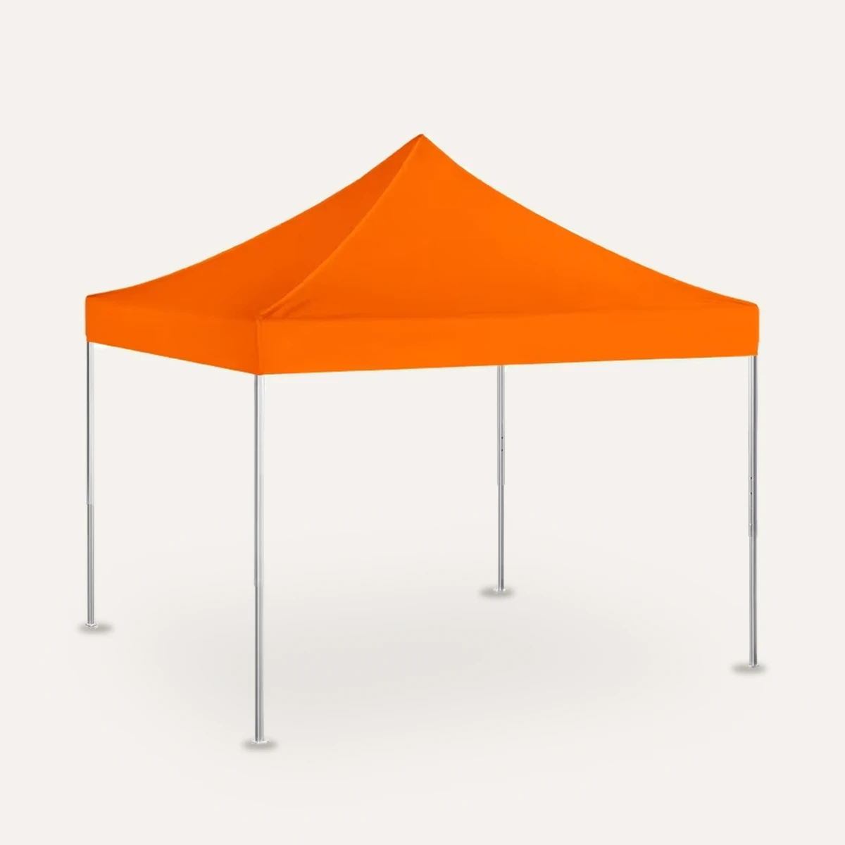 Quadratisches Faltzeltdach 4 × 4 m in Orange, gerendert auf Gestell