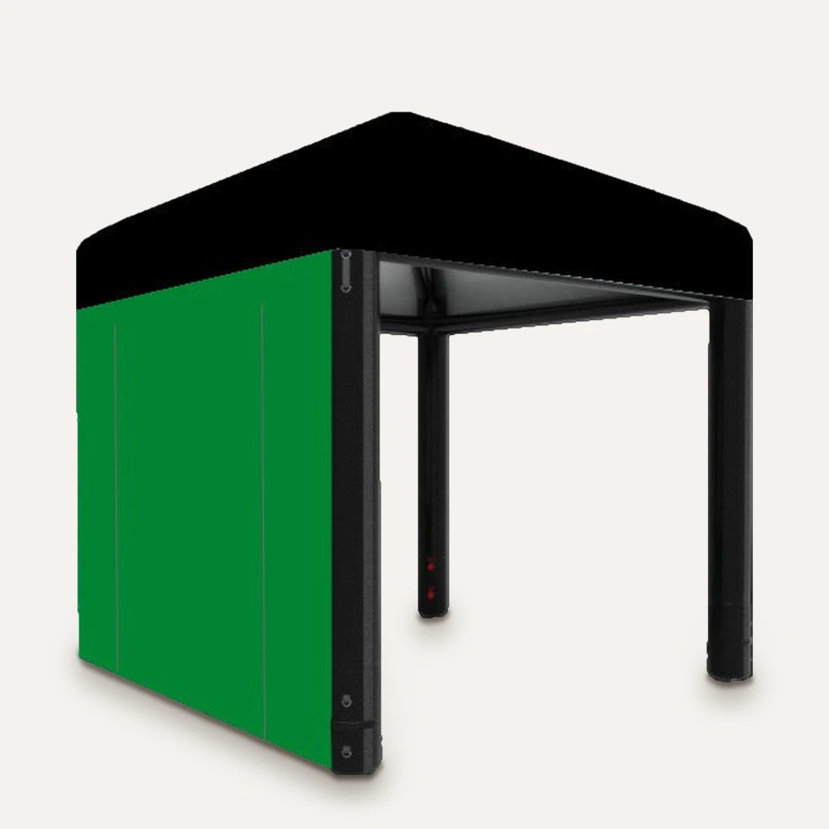 Rendering: grüne Seitenwand 3 m mit Tür am Pavillon