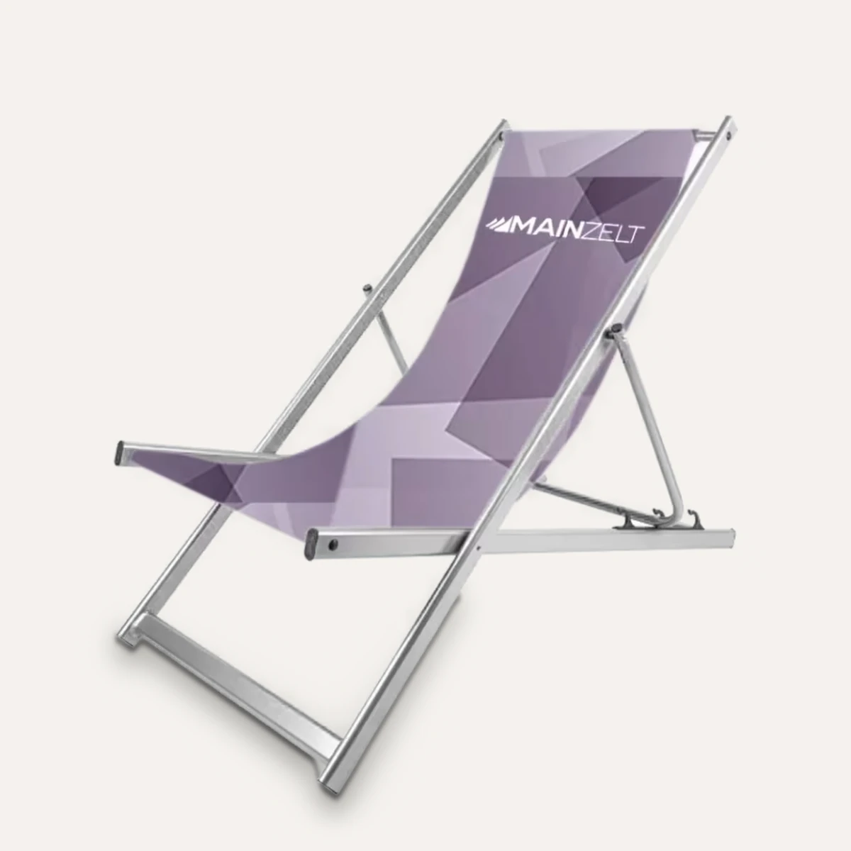 Liegestuhl Strandsthuhl Aluminum weiß mit 4-farbigem Druck