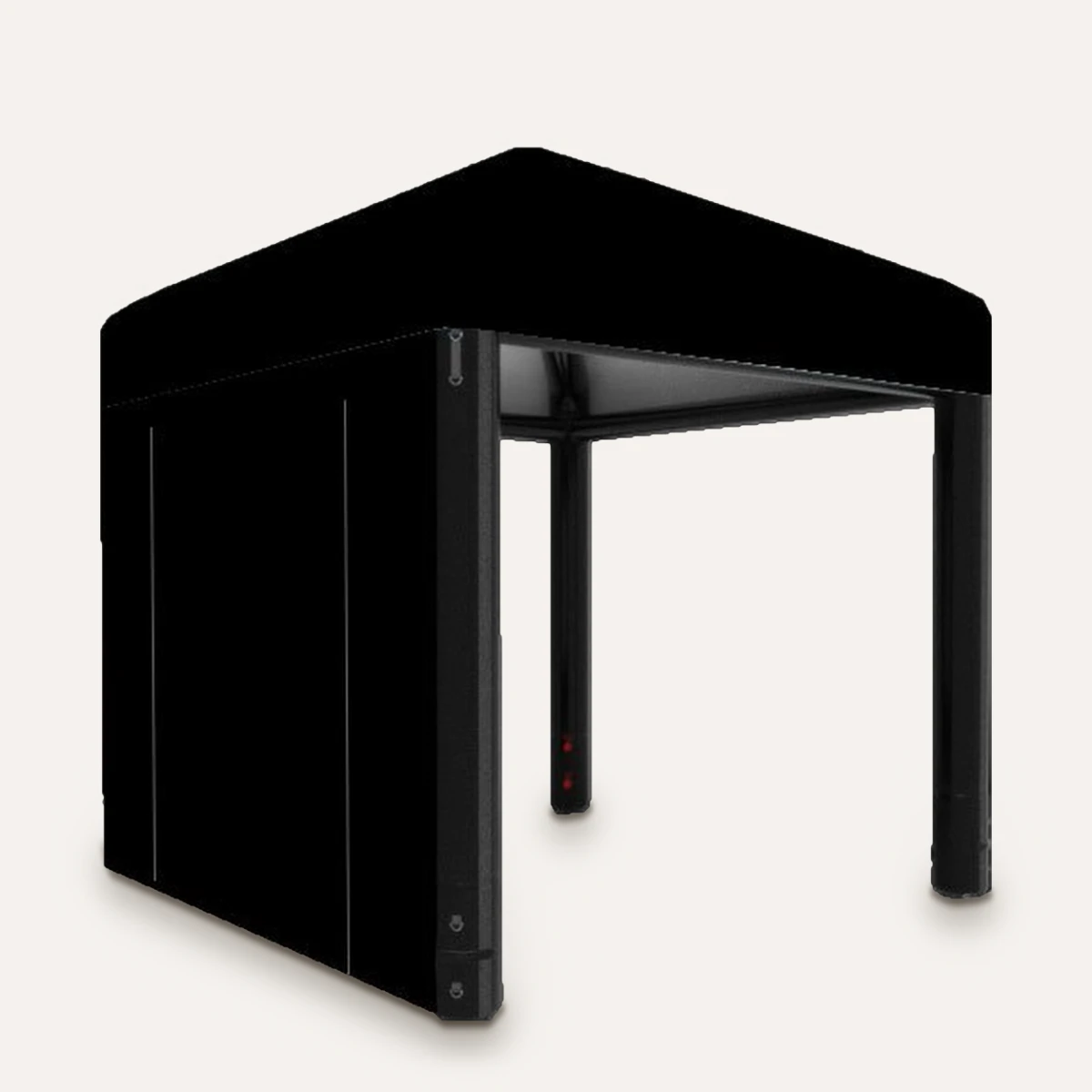 Rendering: schwarze Seitenwand 3 m mit Tür am Pavillon
