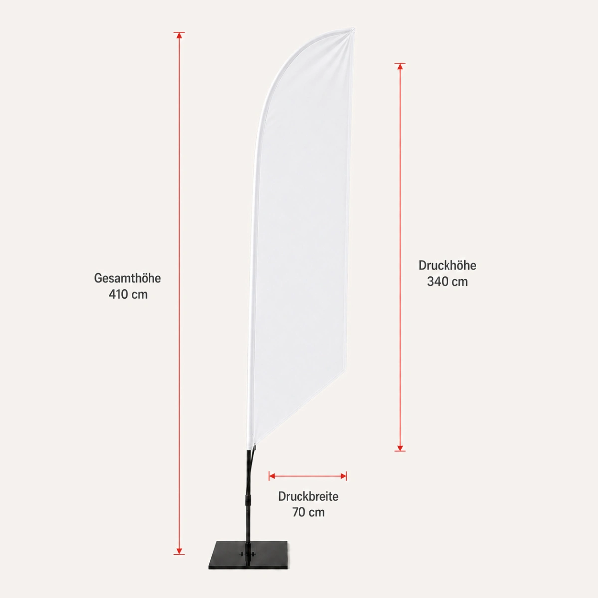 Beachflag Schräg 410 inkl. Glasfaser Mast