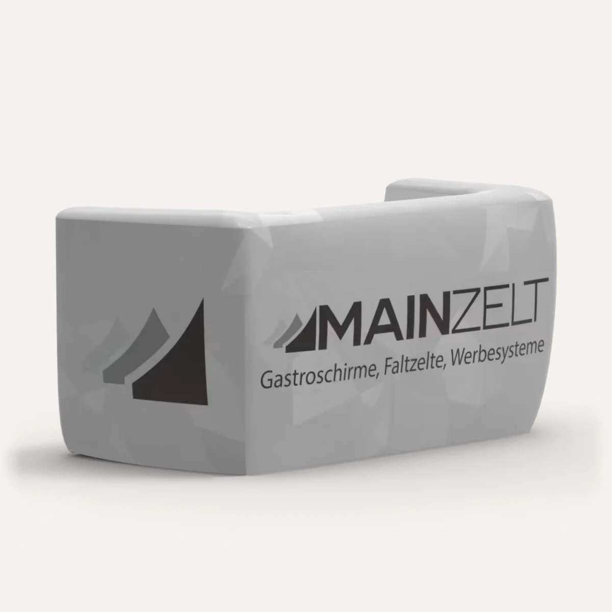 Rückseite des aufblasbaren Sofas mit großem Logo