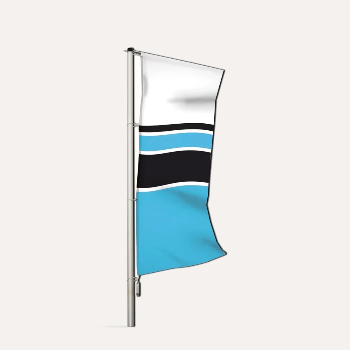 Hissflagge mit blau-schwarzen Streifen am Fahnenmast