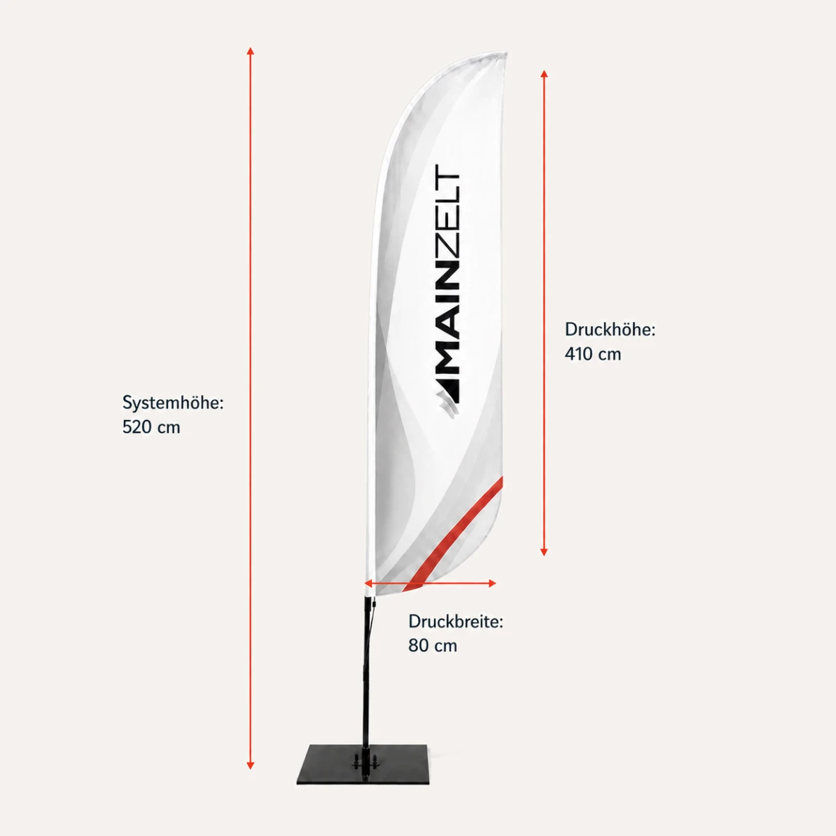 Beachflag Konvex 520 inkl. Glasfaser Mast