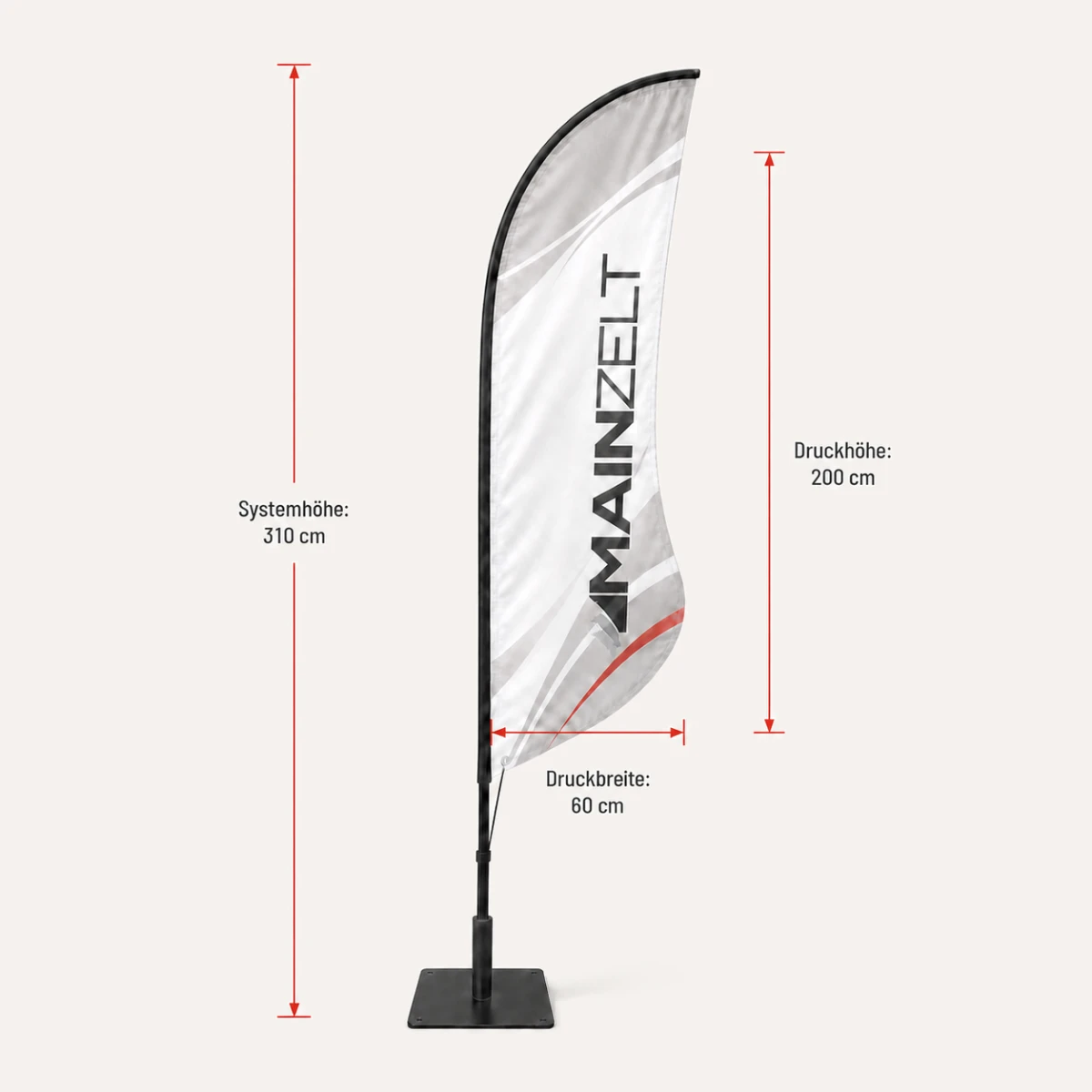 Beachflag Konvex 310 inkl. Glasfaser Mast, Ansicht 5