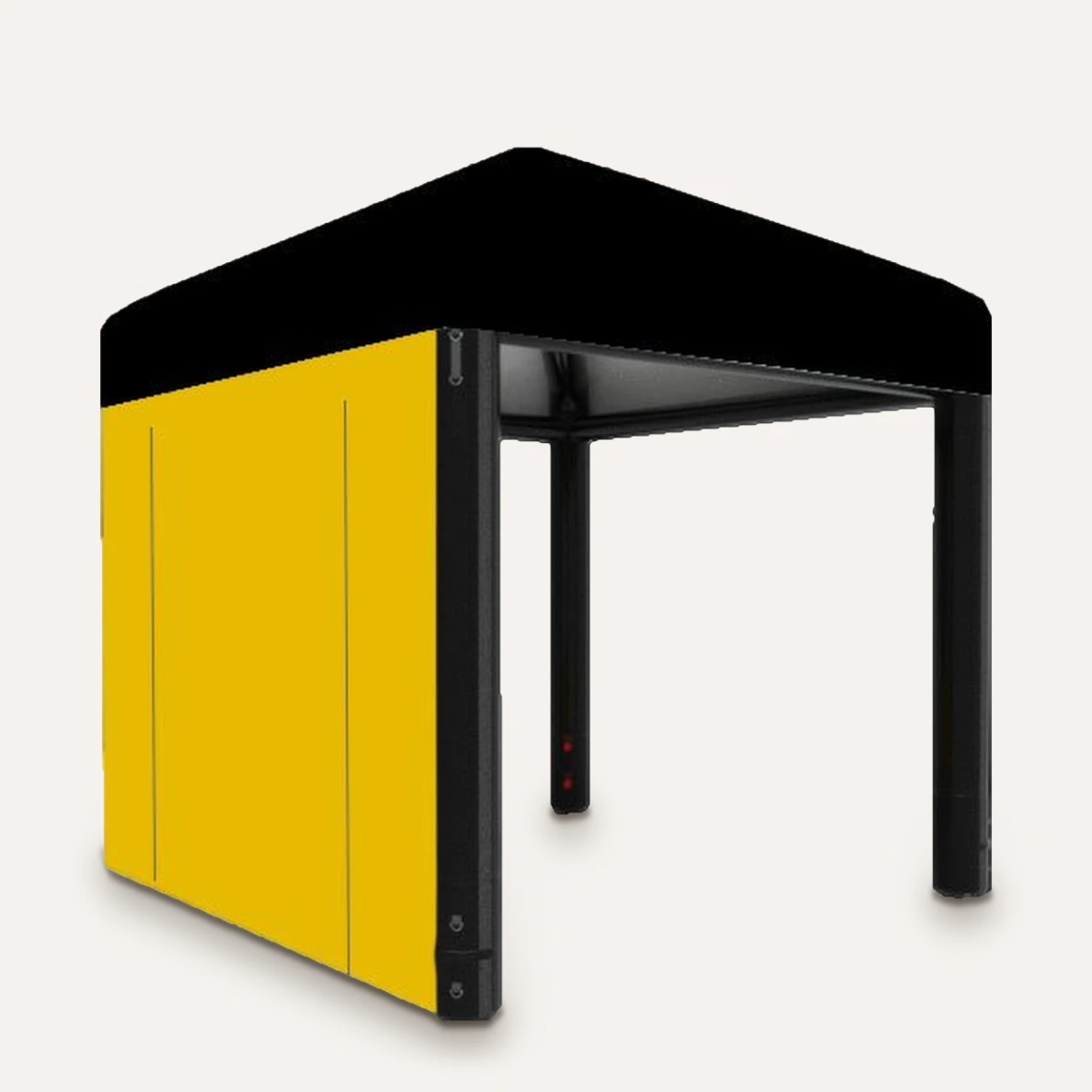Rendering: gelbe Seitenwand 3 m mit Tür am Pavillon