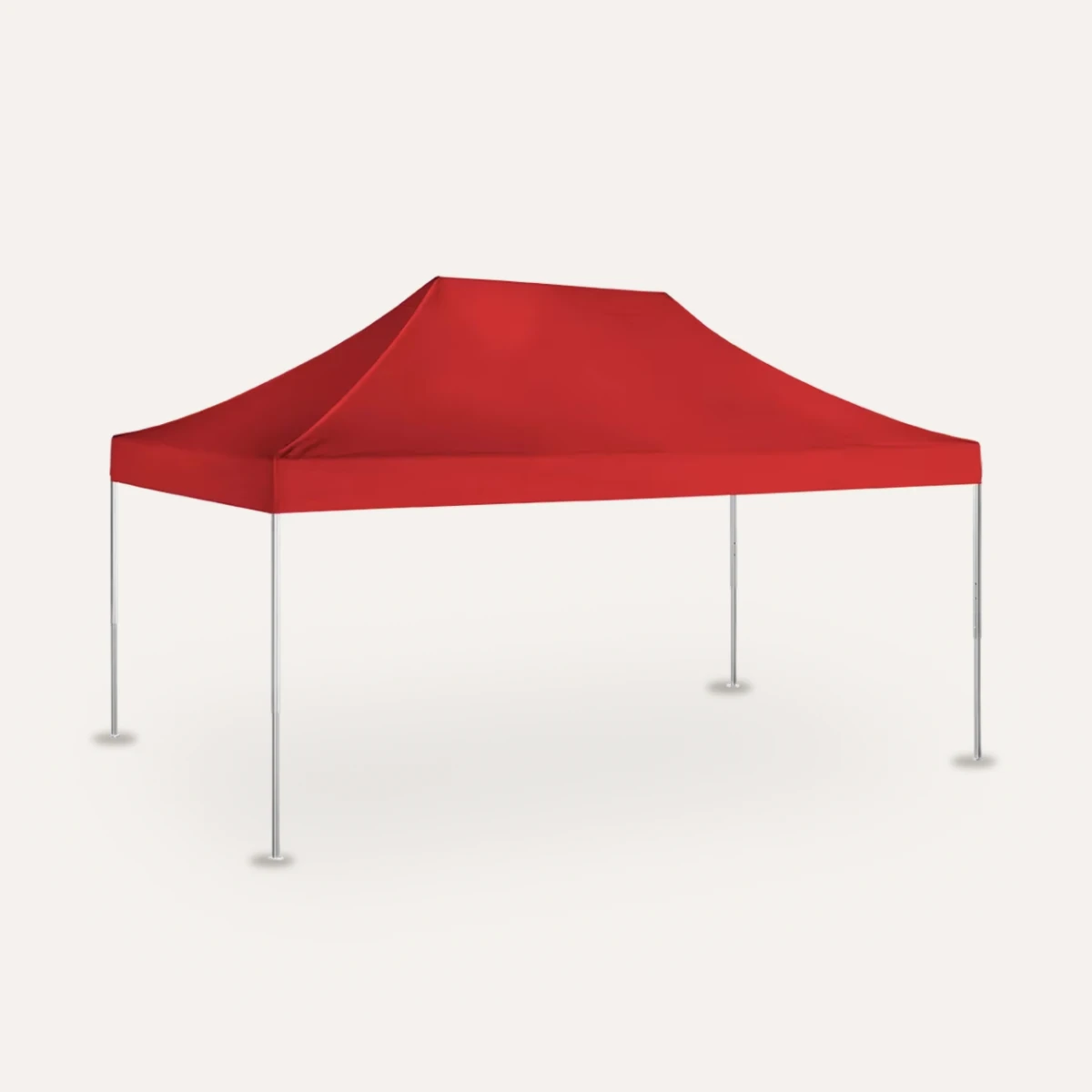 Faltzelt 4 × 6 m mit neuem Dach in Rot, 3D-Ansicht