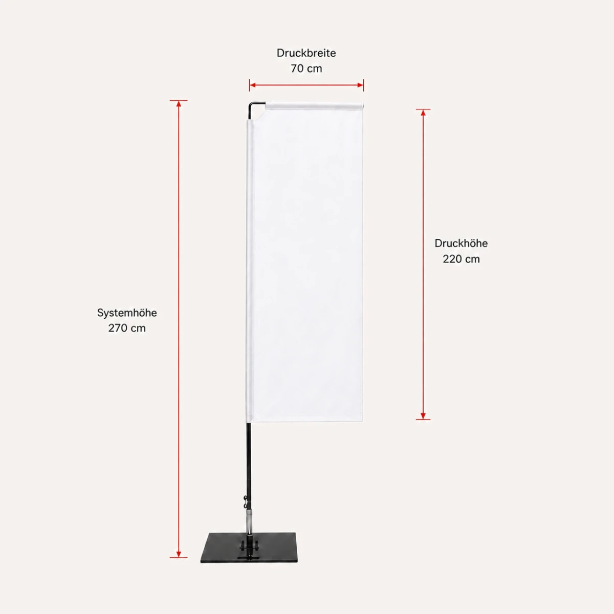 Beachflag Square 270 inkl. Glasfaser Mast, weitere Ansicht