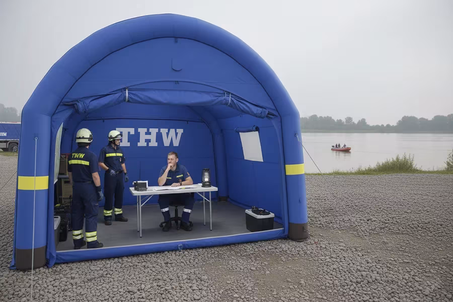 Sanitätszelt 4×4 m THW - Behandlung und Triage Einsatzbesprechung