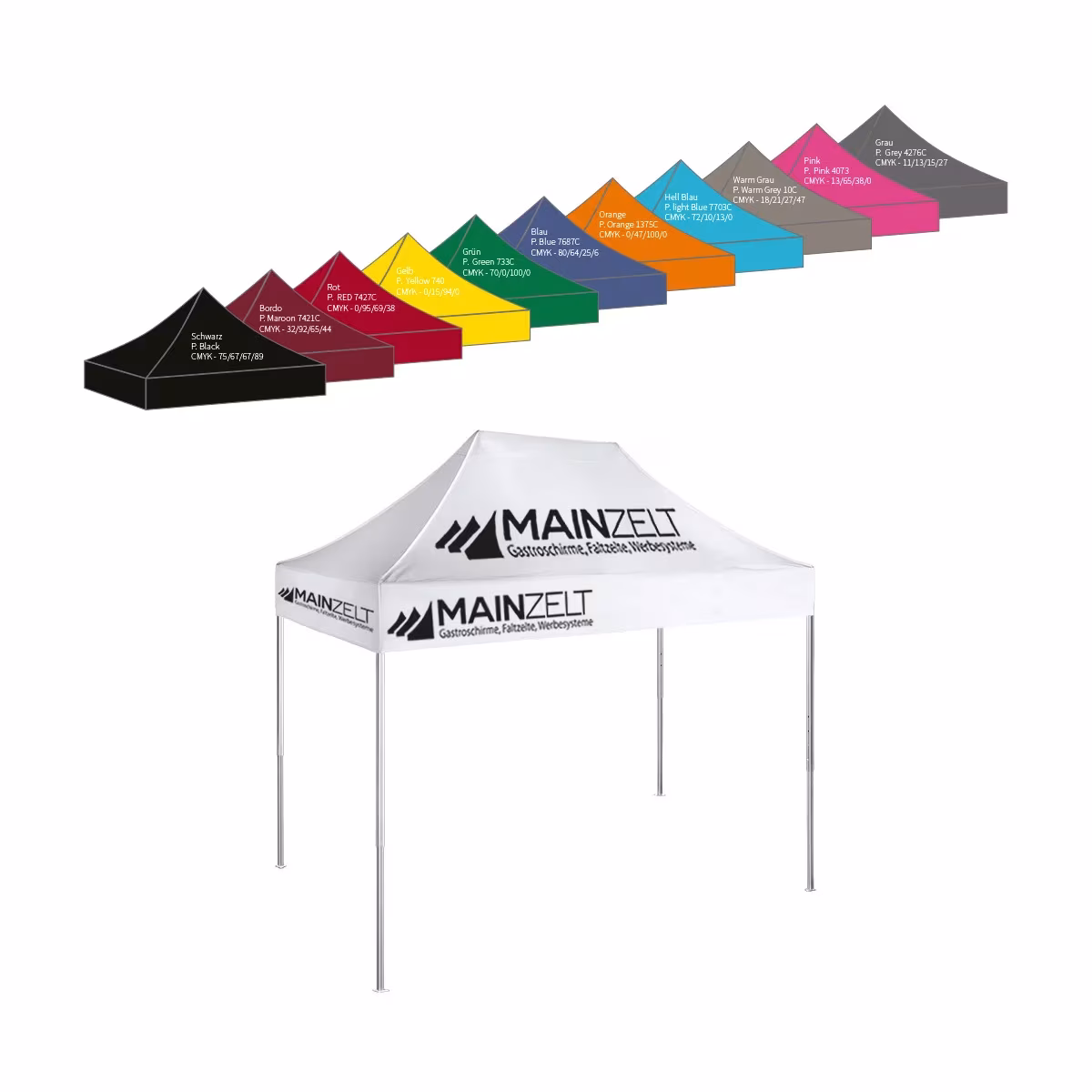 Marktzelt 2x3m PVC mit individuellem Druck - bedrucktes Marktstand-Faltzelt