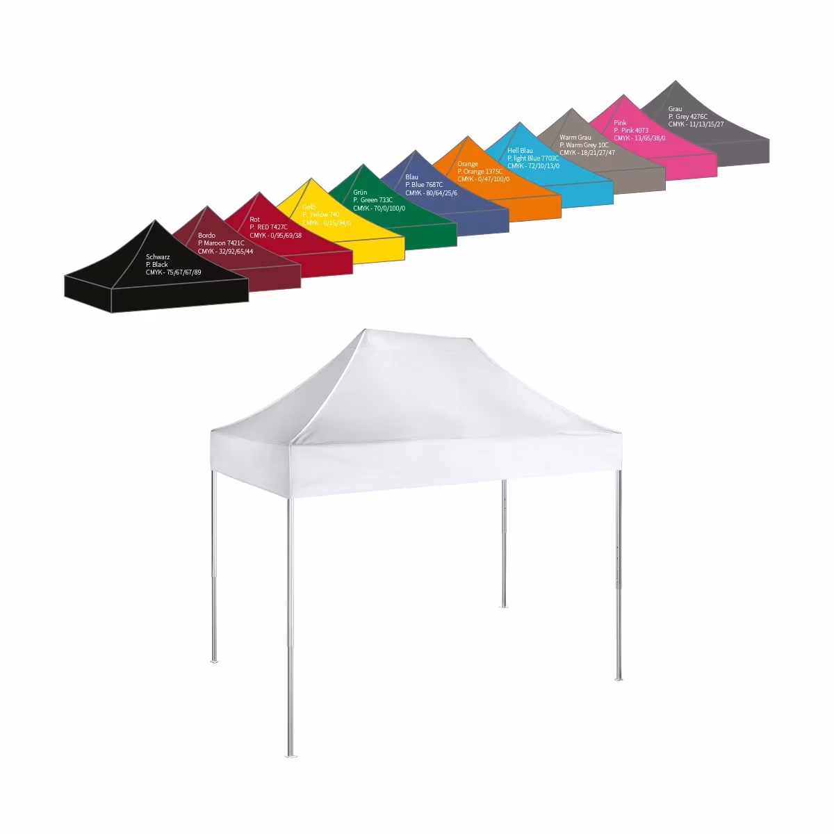 Marktzelt 2x3m PVC ohne Druck - weißes Faltzelt für Märkte