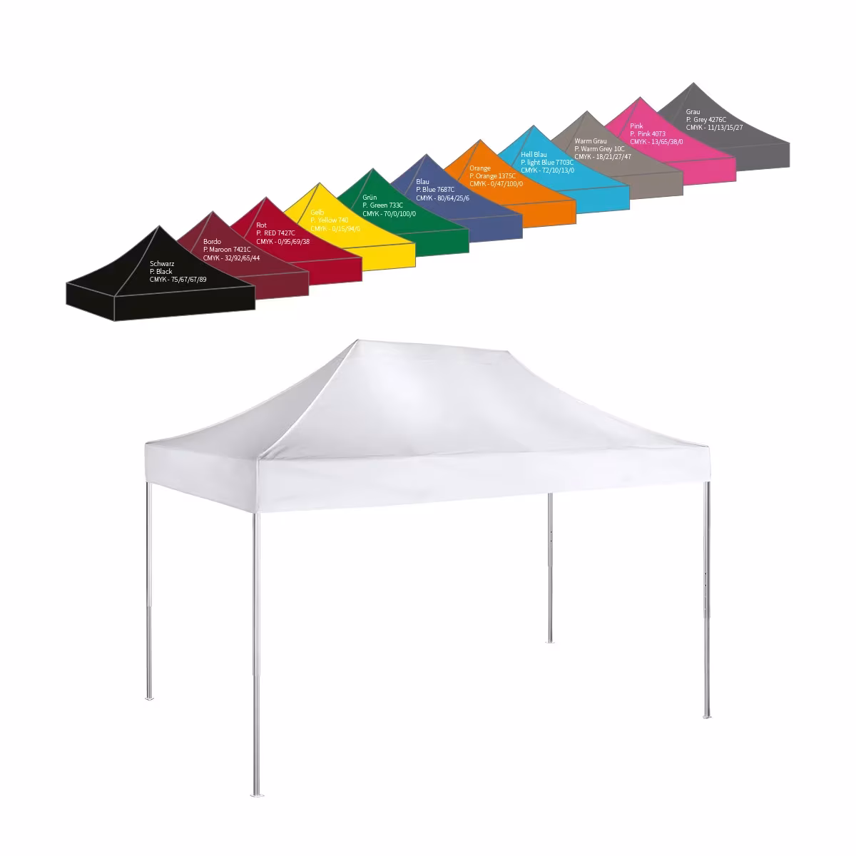 Marktzelt 3x4,5m PVC ohne Druck - weißes Faltzelt für Märkte