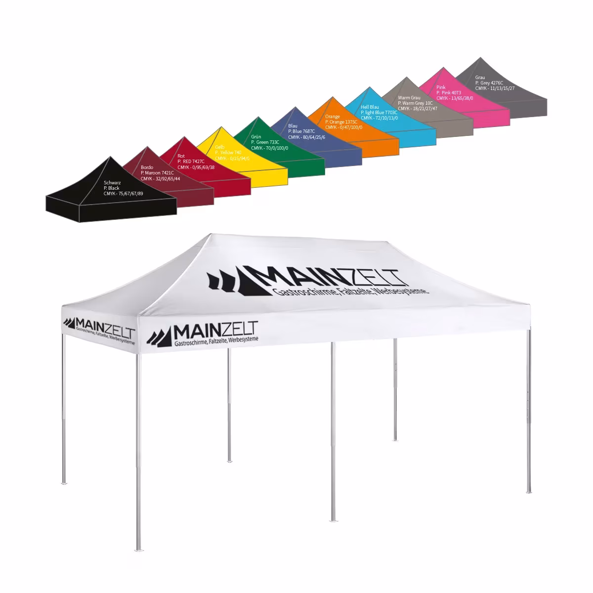 Marktzelt 3x6m PVC mit Druck - bedruckter Marktstand