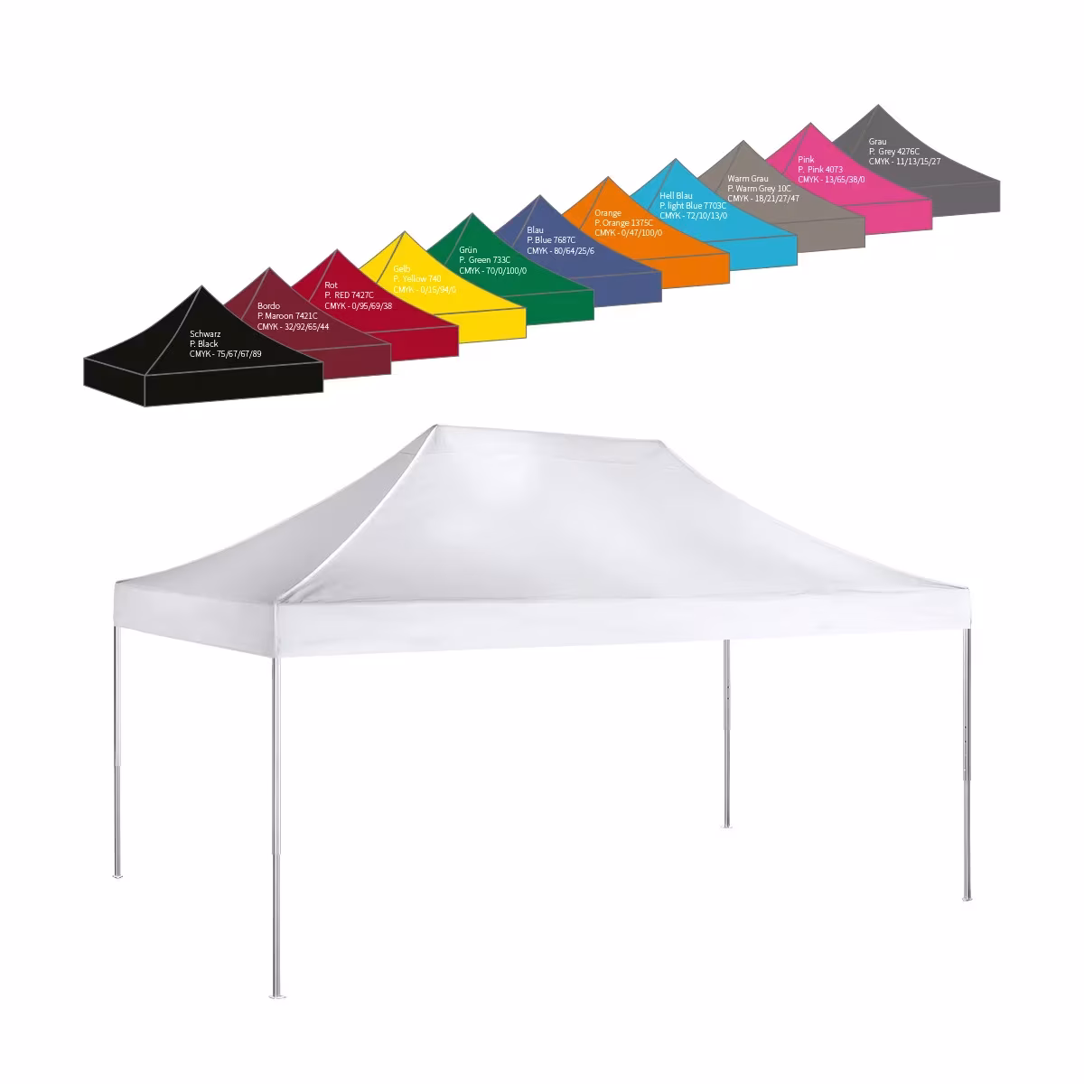 Marktzelt 4x6m PVC unbedruckt - Marktstand Faltzelt