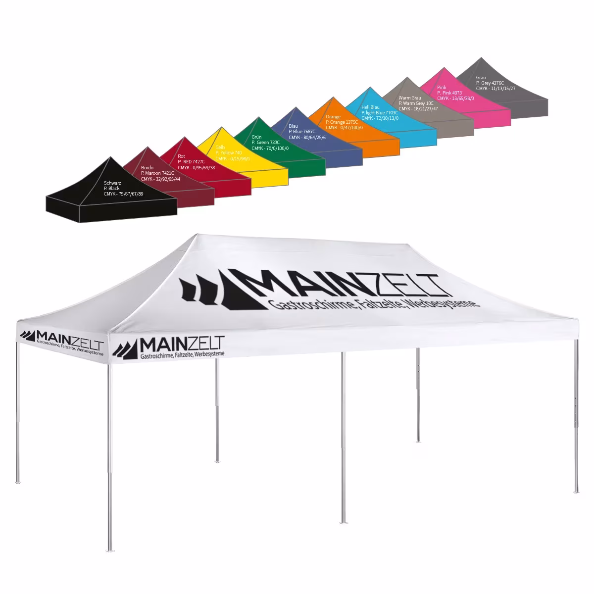 Marktzelt 4x8m PVC mit individuellem Druck - bedruckter Marktstand