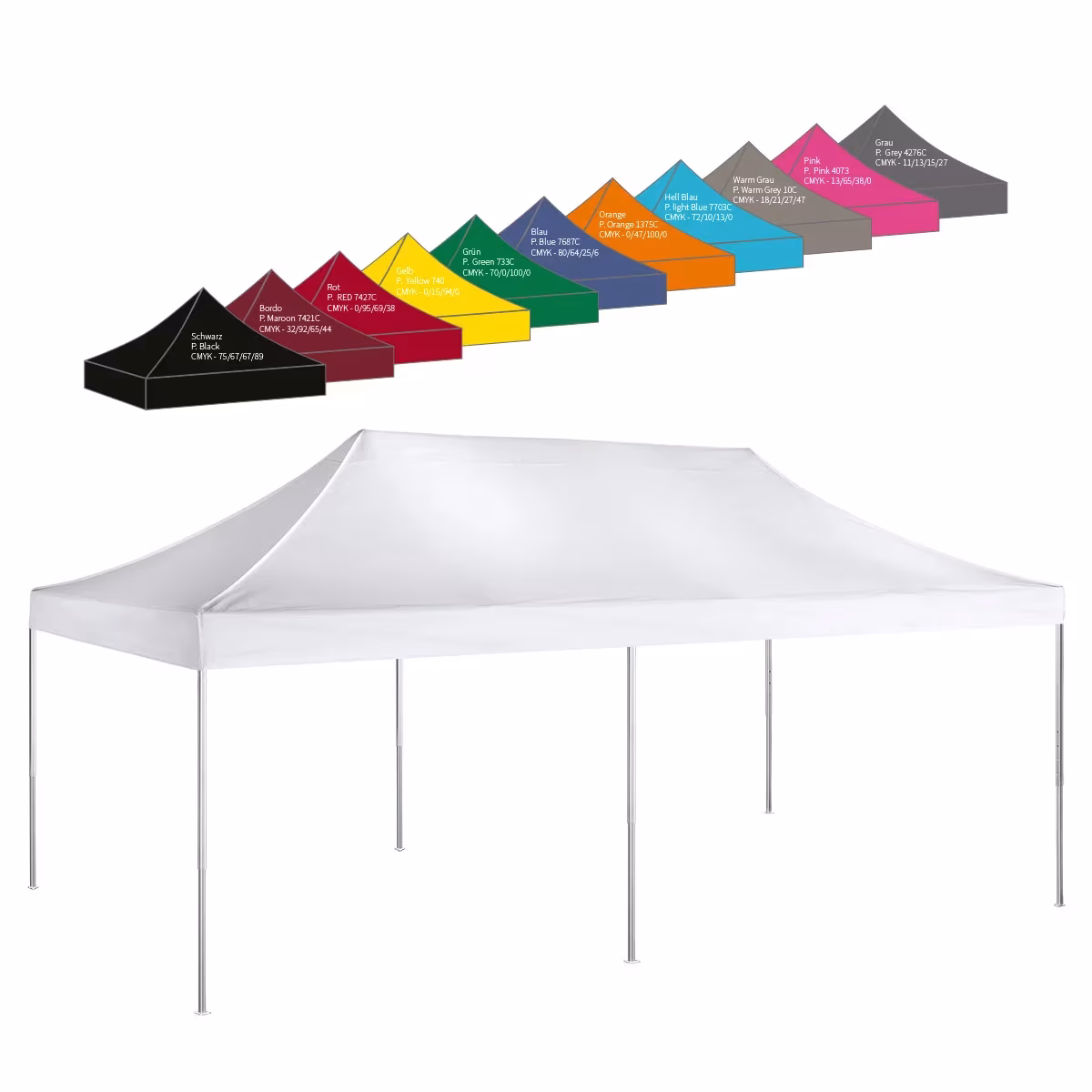 Marktzelt 4x8m PVC unbedruckt - weißer Marktstand ohne Druck