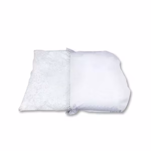 Weißer Sitzsack ohne Druck neben einem mit Perlen gefüllten Innensack