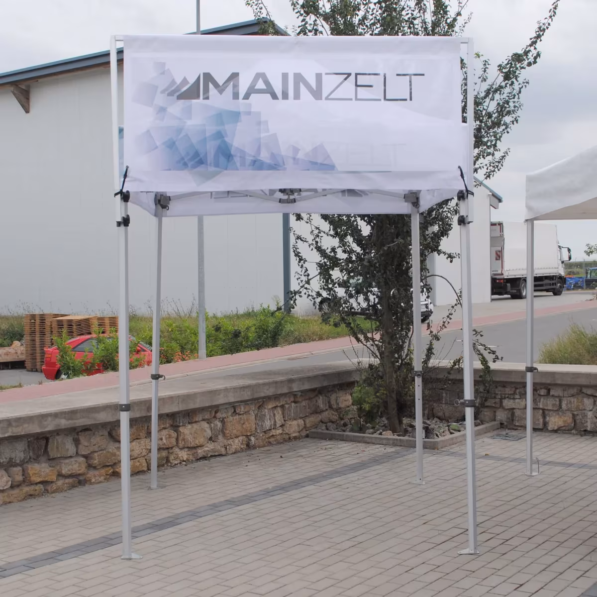 Faltzelt Vordachbanner 4m inkl. Druck - Dach-Ansicht - Ansicht 4