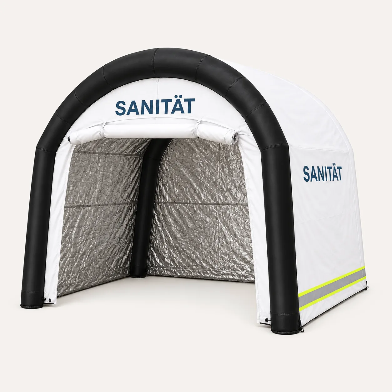 Aufblasbares Mannschafts- und Sanitätszelt 5 × 5 m mit neutraler Sanitätsbeschriftung