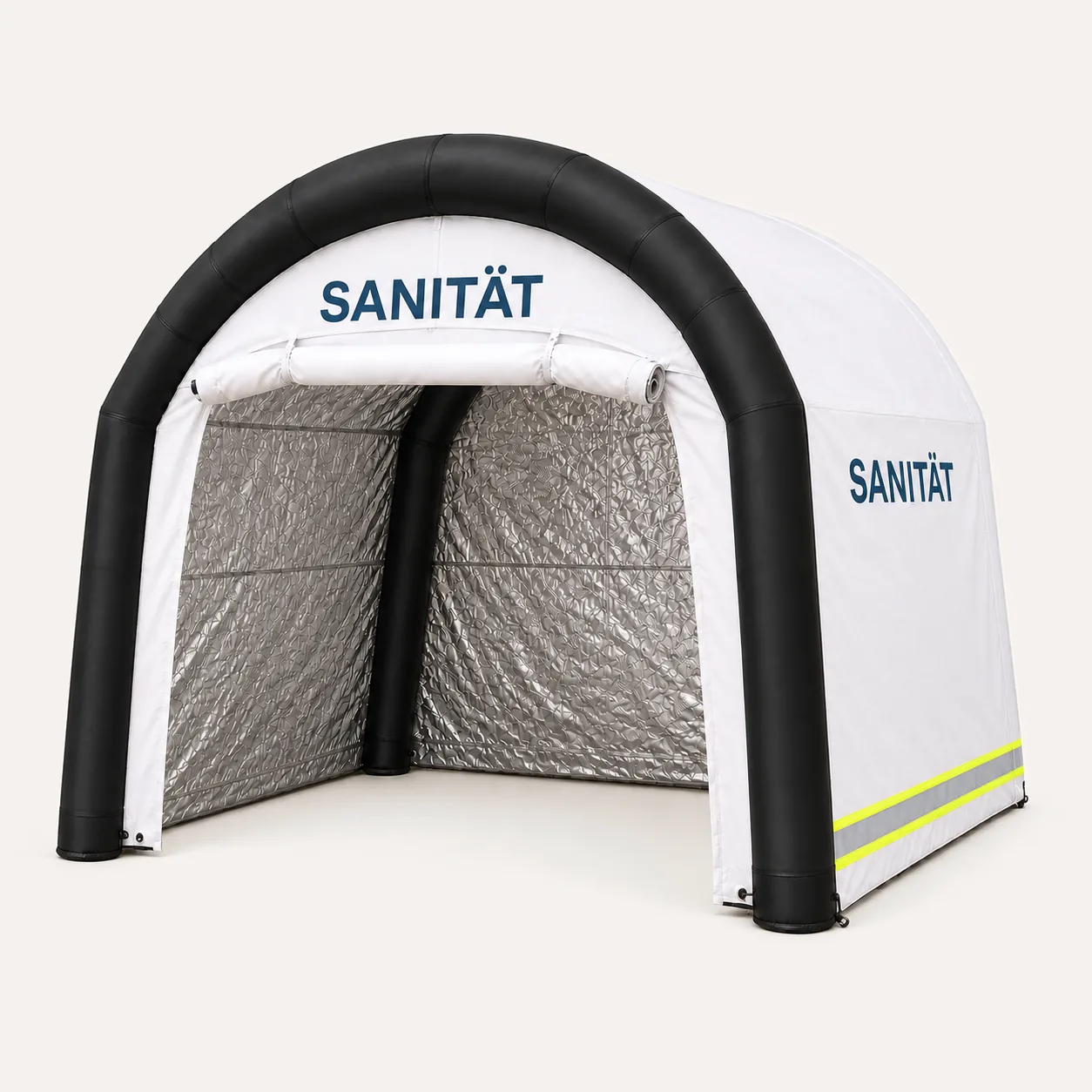 Aufblasbares Mannschafts- und Sanitätszelt 3 × 3 m mit neutraler Sanitätsbeschriftung