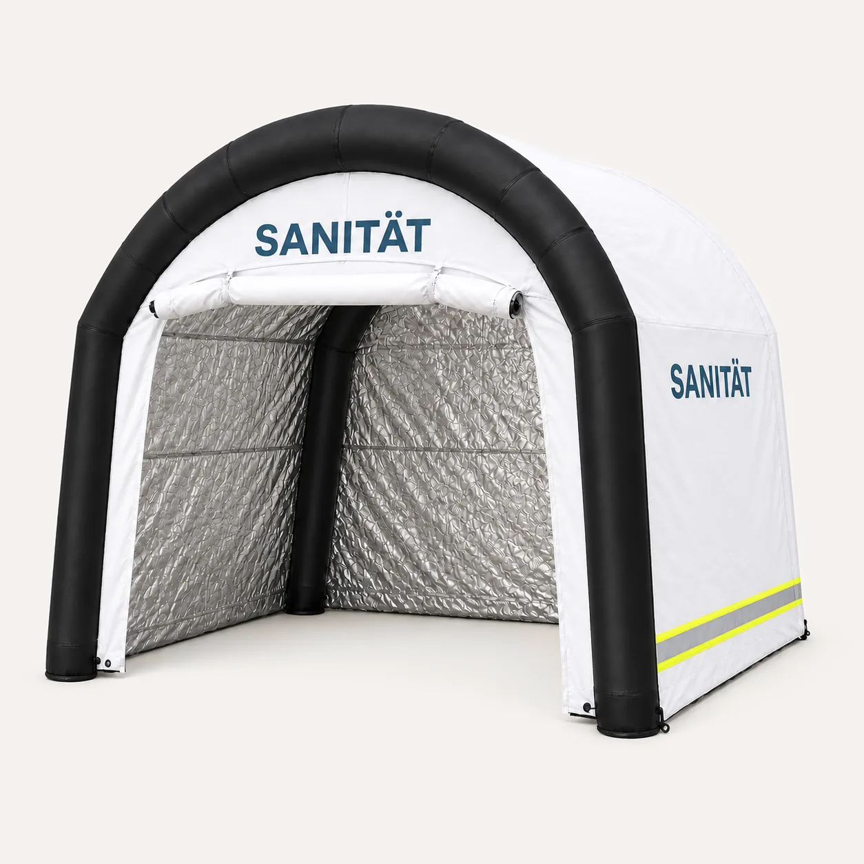 Aufblasbares Mannschafts- und Sanitätszelt 4 × 4 m mit neutraler Sanitätsbeschriftung