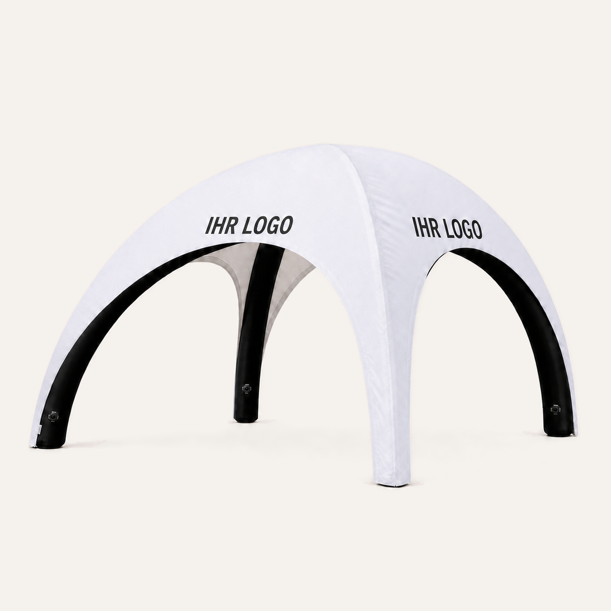 Aufblasbares Dome-Zelt 5 × 5 m in Weiß mit Platzhalterdruck IHR LOGO