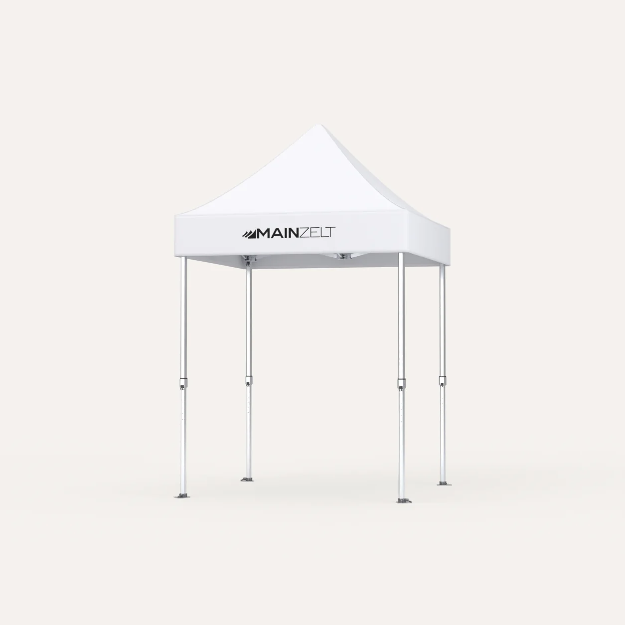 Faltpavillon Premium Hex57 2 × 2 m, Dach Weiß mit Main-Zelt-Logo, Studioansicht