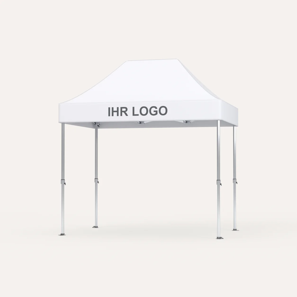 Faltpavillon Premium Hex57 2 × 3 m, Dach Weiß mit Platz für Ihr Logo, Studioansicht
