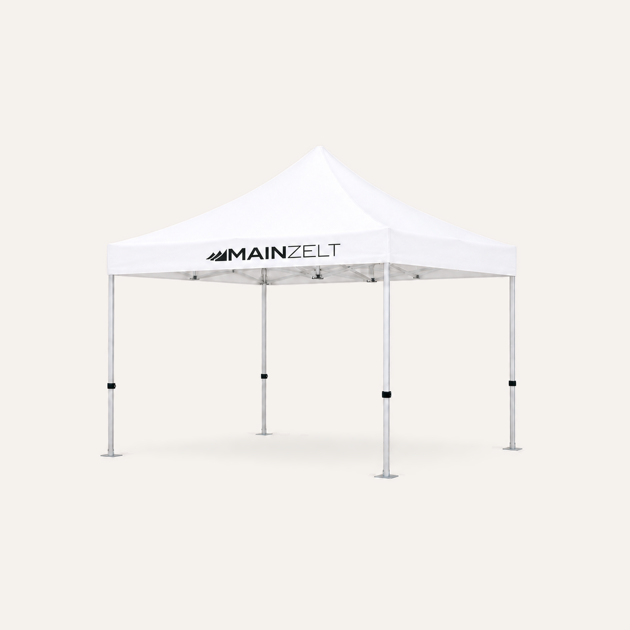 Faltpavillon Hex45 3 × 3 m in Weiß mit Druck MAINZELT