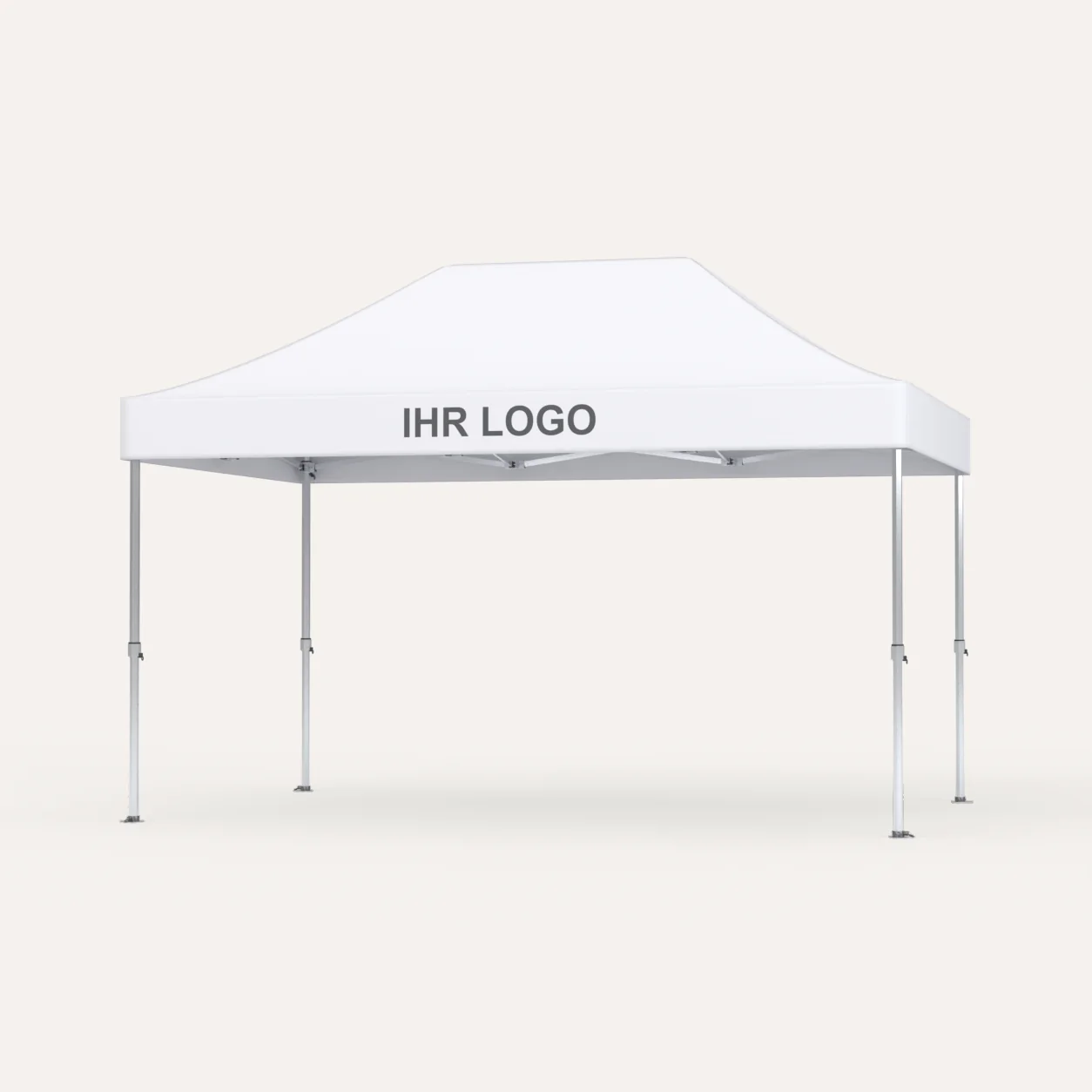Faltpavillon Premium Hex57 3 × 4,5 m, Dach Weiß mit Platz für Ihr Logo, Studioansicht