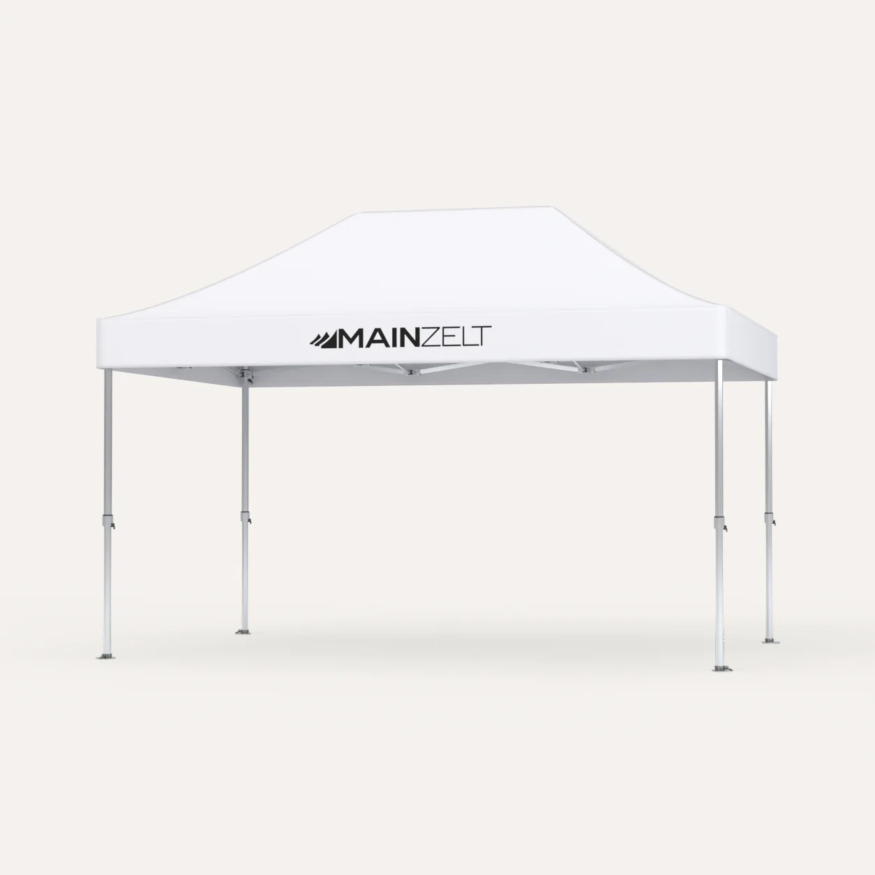 Faltpavillon Premium Hex57 3 × 4,5 m, Dach Weiß mit Main-Zelt-Logo, Studioansicht