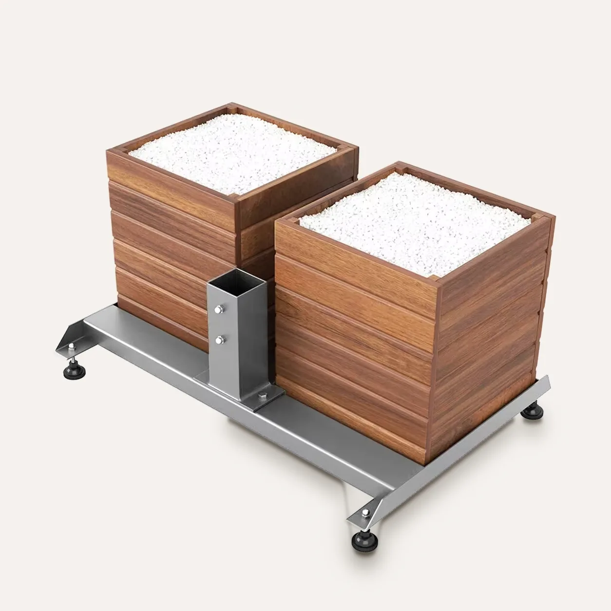 Schirmständer mit Holzschalung Easy Flex, Freiarmschirm, freigestellt auf hellem Grund